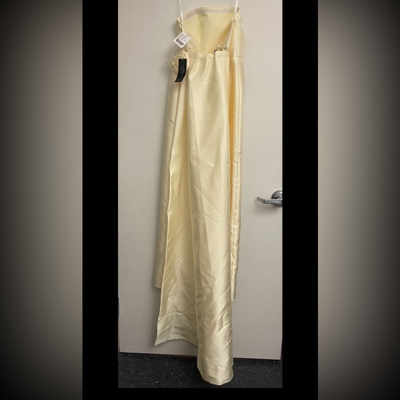 Dessy -Alfred Sung Butter Yellow Gown with Train- size 10 NWT - Picture 9 of 13